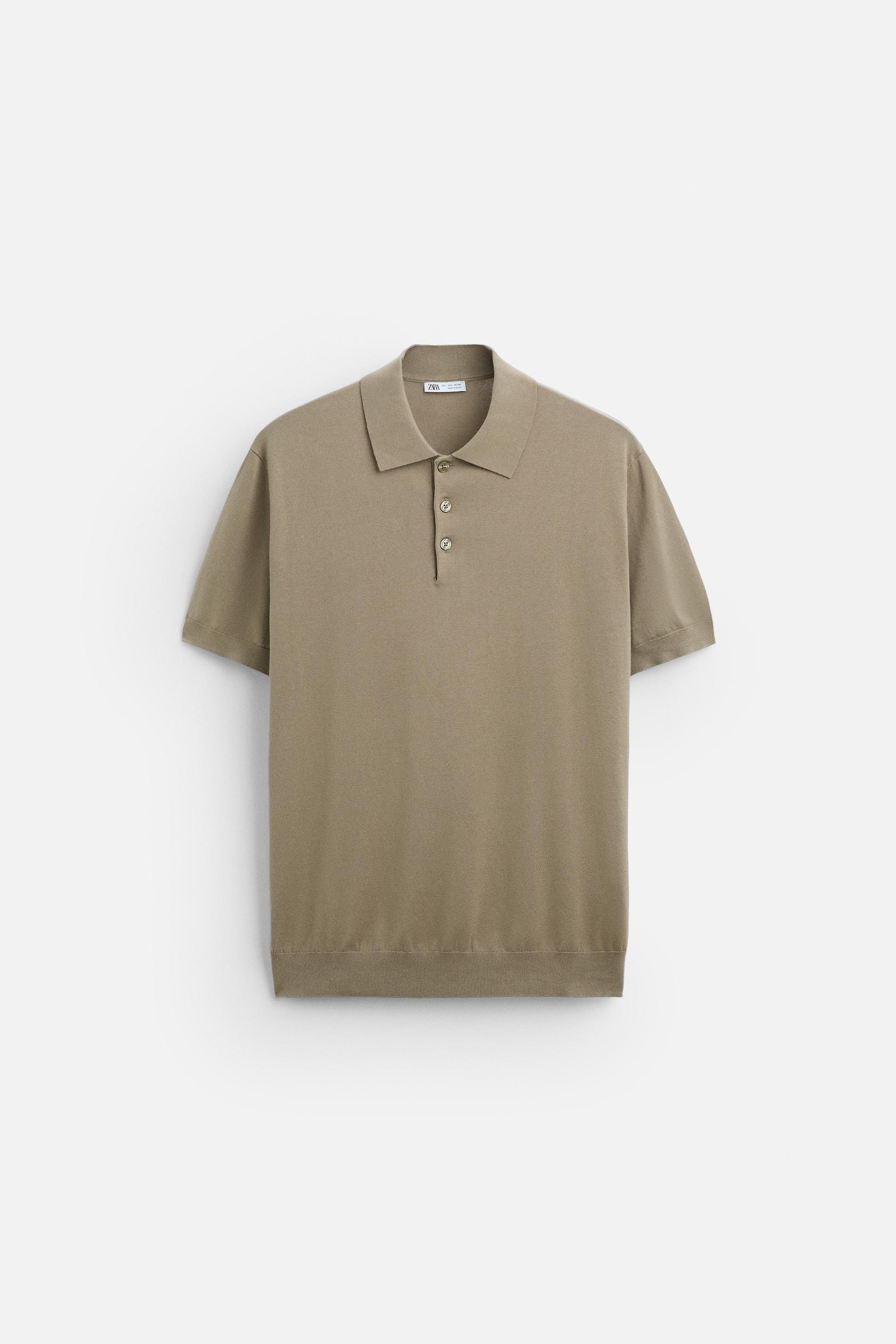 COTTON - LYOCELL KNIT POLO SHIRT - Sand | ZARA South Africa
