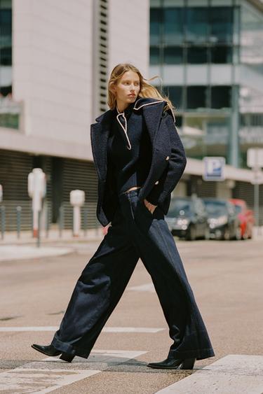 Z1975 WIDE-LEG MID-RISE DARTED JEANS - Blue by Zara