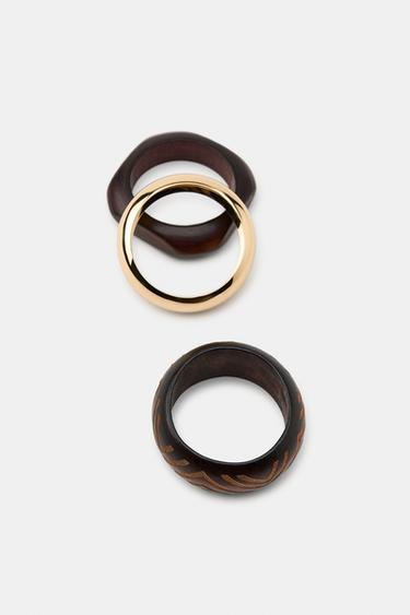 PACK OF 3 METAL AND WOODEN BRACELETS - Brown by Zara - Image 4