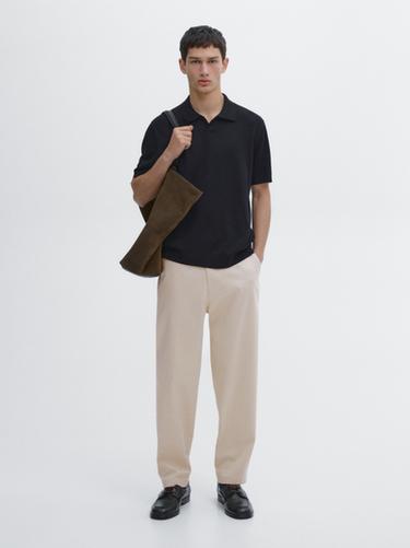 Jersey polo cuello pico manga corta - Marino de Zara - Imagen 0