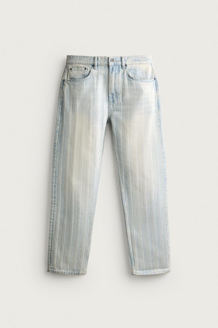 HERRINGBONE STRAIGHT-LEG JEANS