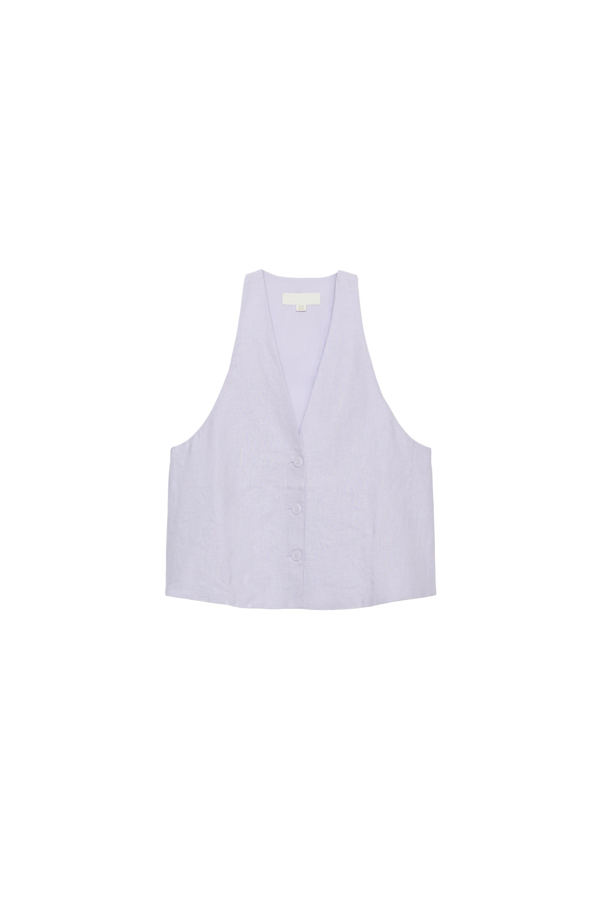 BUTTONED LINEN VEST - Lilac | ZARA Canada