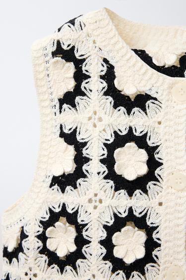 FLORAL KNIT VEST - Ecru by Zara - Image 2