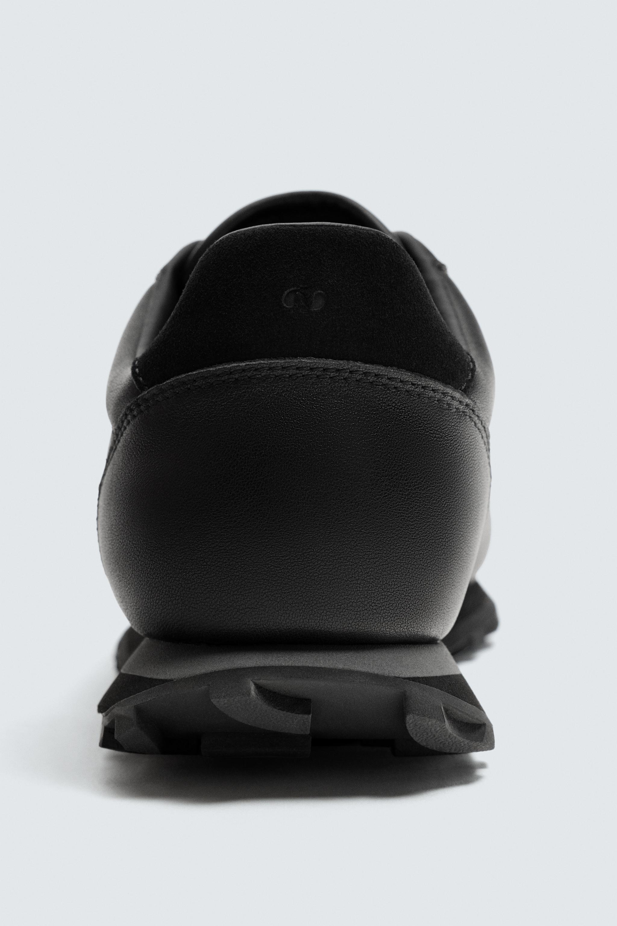 LEATHER CASUAL SNEAKERS - Black | ZARA United States