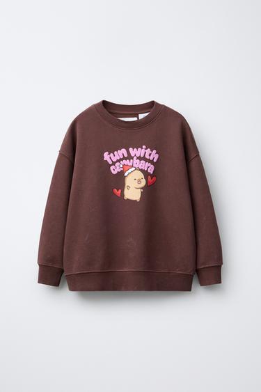 Zara CAPYBARA CAPYFUN © PRINTED SWEATSHIRT - Brown - Image 0