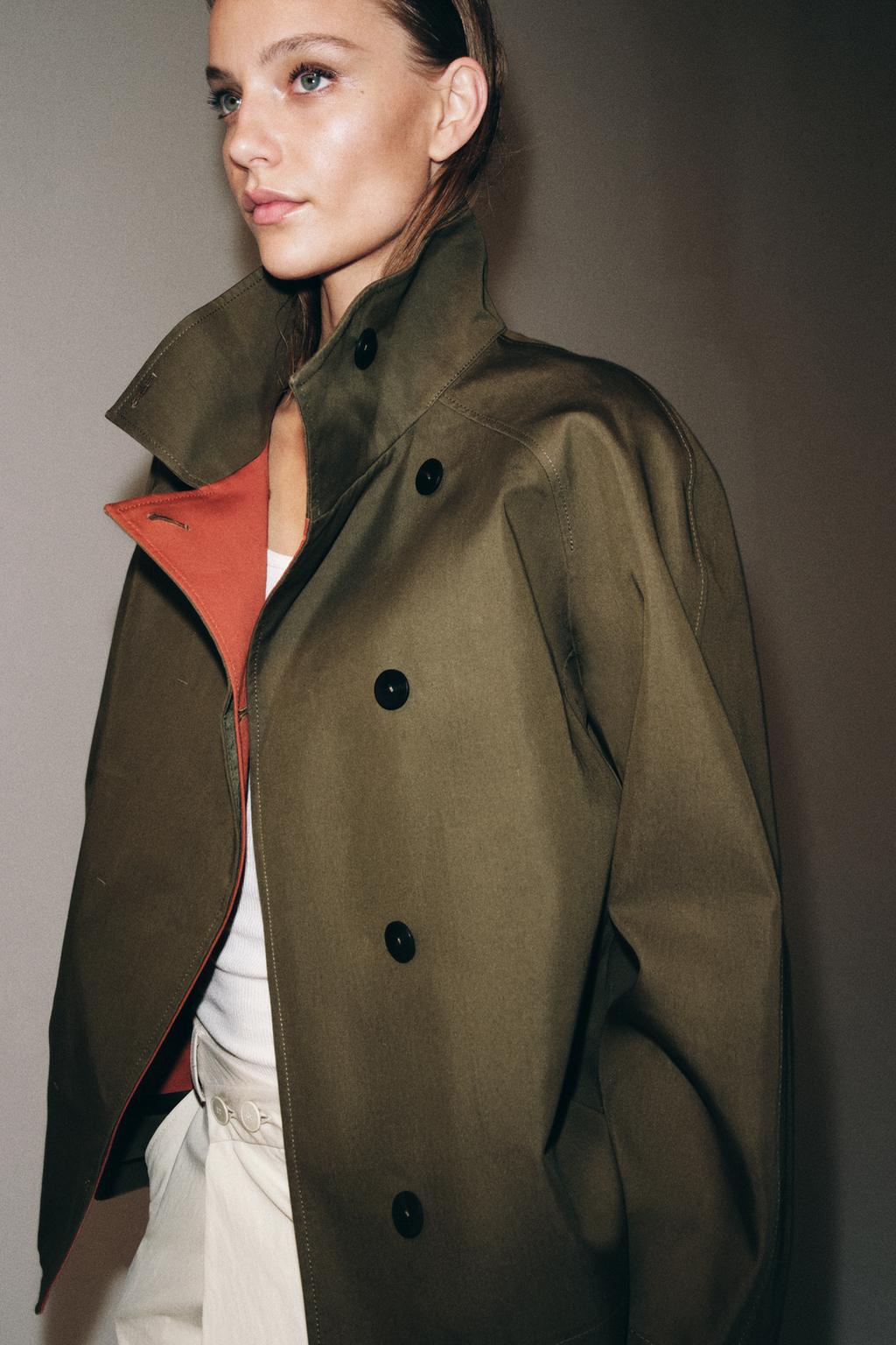 ZW COLLECTION SHORT HIGH-NECK TRENCH COAT