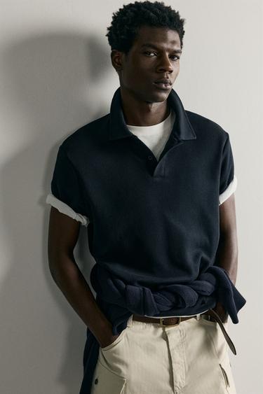 POLO STRUCTURE WAFFLE - Bleu marine de Zara