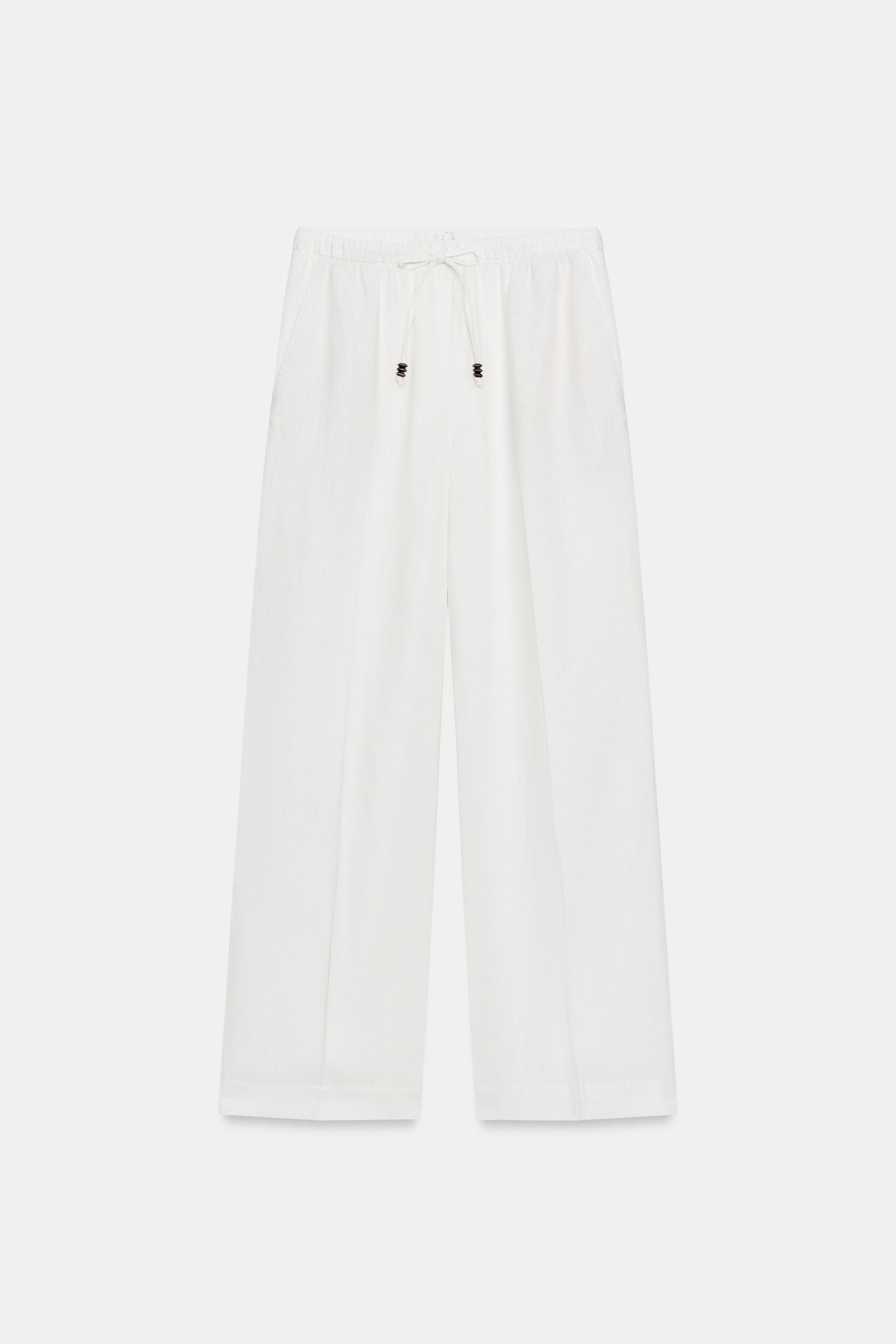 Zara KETEN KARIŞIMLI DÜZ PAÇA PANTOLON görsel 6