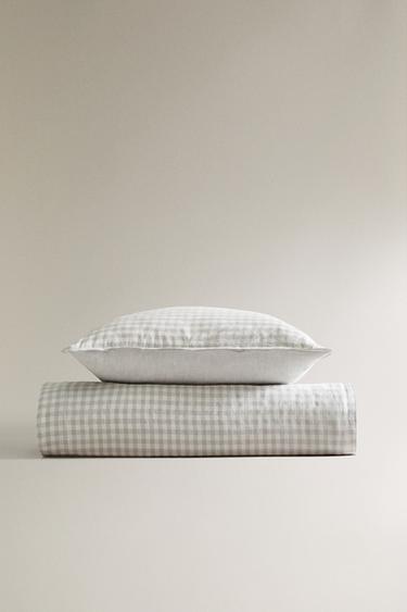 Zara GINGHAM CHILDREN'S BEDDING - Blue gray - Image 0