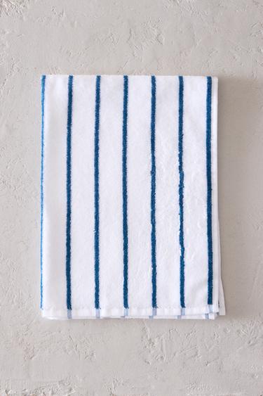 STRIPED COTTON TERRY TEA TOWEL - Blue by Zara