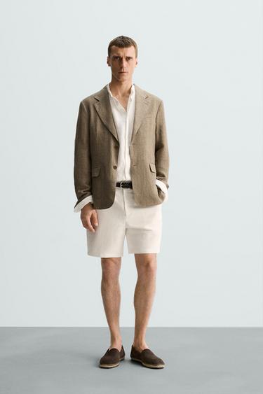 LINEN/COTTON REGULAR FIT BERMUDA SHORTS - LIMITED EDITION - White by Zara - Image 0