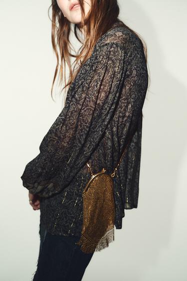BLOUSE IMPRIMÉE À FIL MÉTALLISÉ - Multicolore de Zara - Image 3