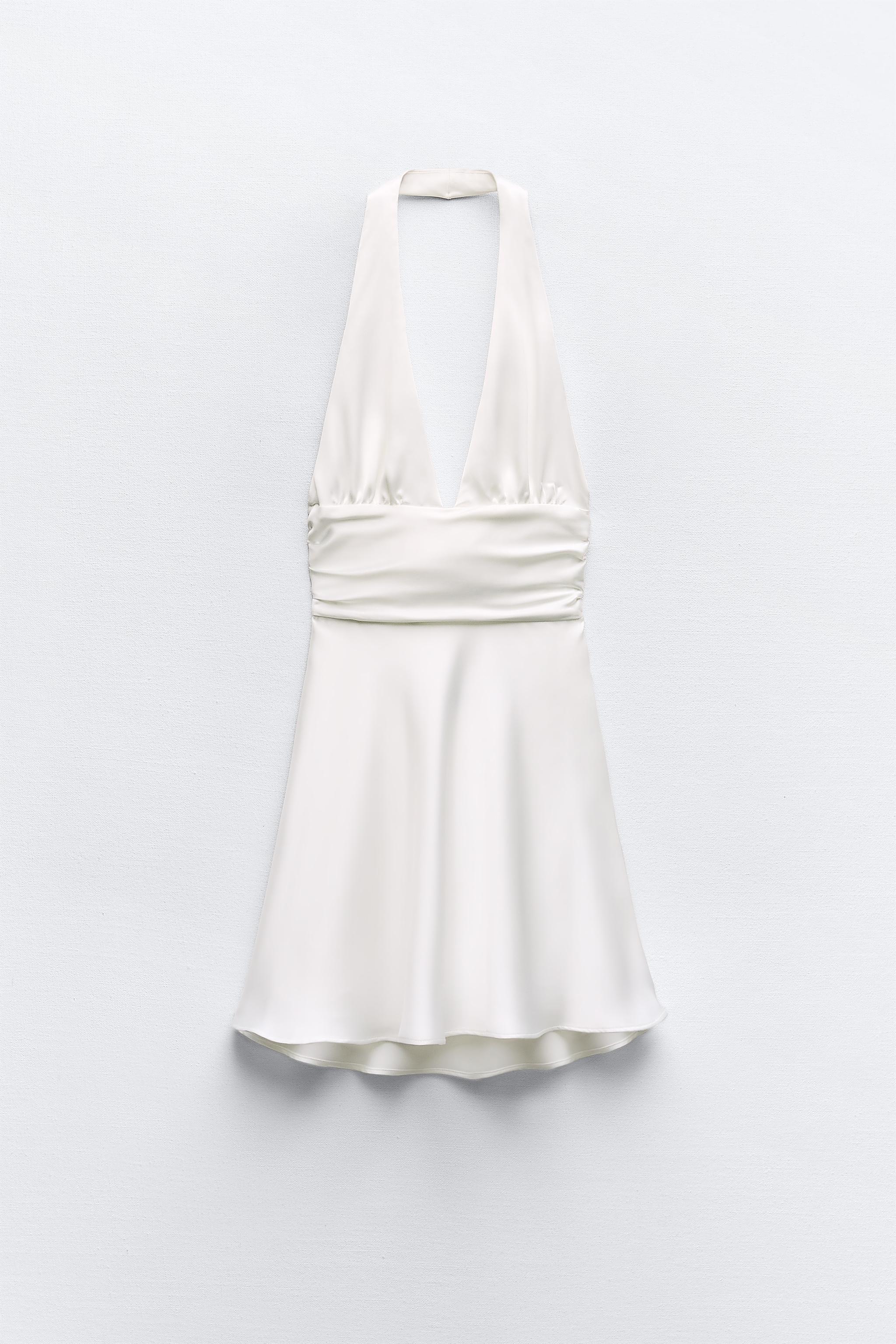 SATIN EFFECT HALTER DRESS - White | ZARA United States