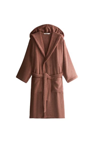 برنص قطن فائق النعومة بغطاء رأس (380 غxم²) - dark russet الخاص بـ Zara