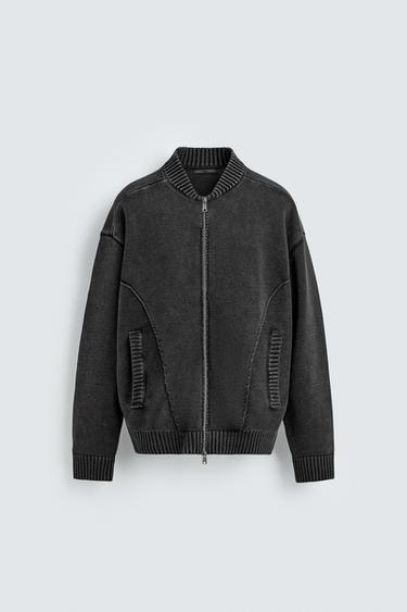 UNNIQQAN TRIKOTAJ BOMBER JAKETI - Qora Zara tomonidan