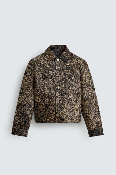 CAZADORA PIEL PELO ESTAMPADO - Blanco / Negro de Zara