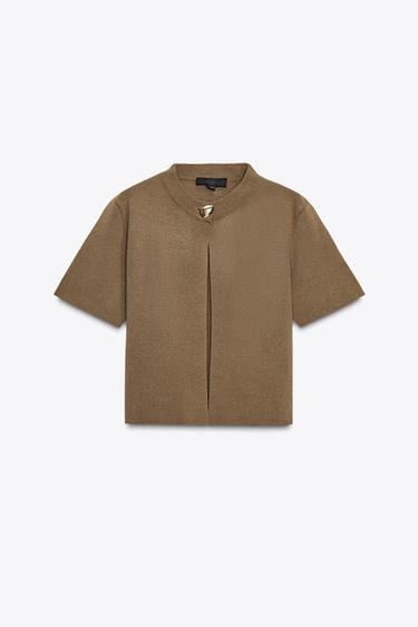 STRICKJACKE MIT KURZEN ÄRMELN - Khaki von Zara