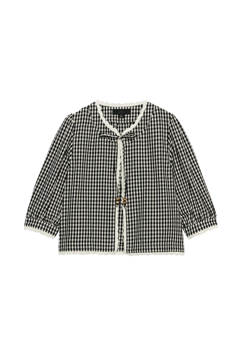 CROCHET GINGHAM CHECK JACKET - image 3