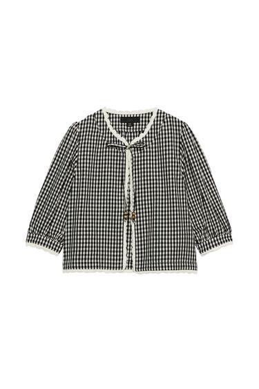 GINGHAM CHECK CROCHET JACKET - Black / White by Zara