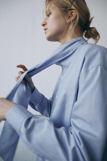 CAMISA LAZO ZW COLLECTION - Azul de Zara