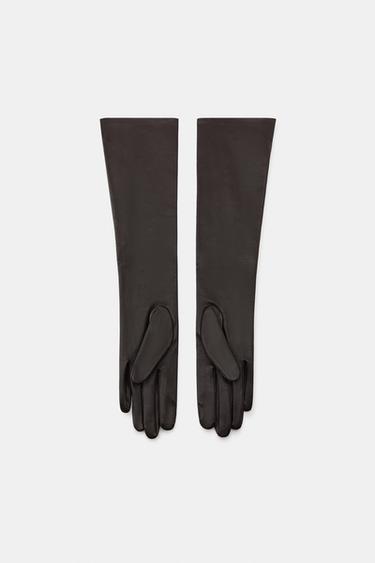 GANTS LONGS 100 % CUIR - Chocolat de Zara - Image 3