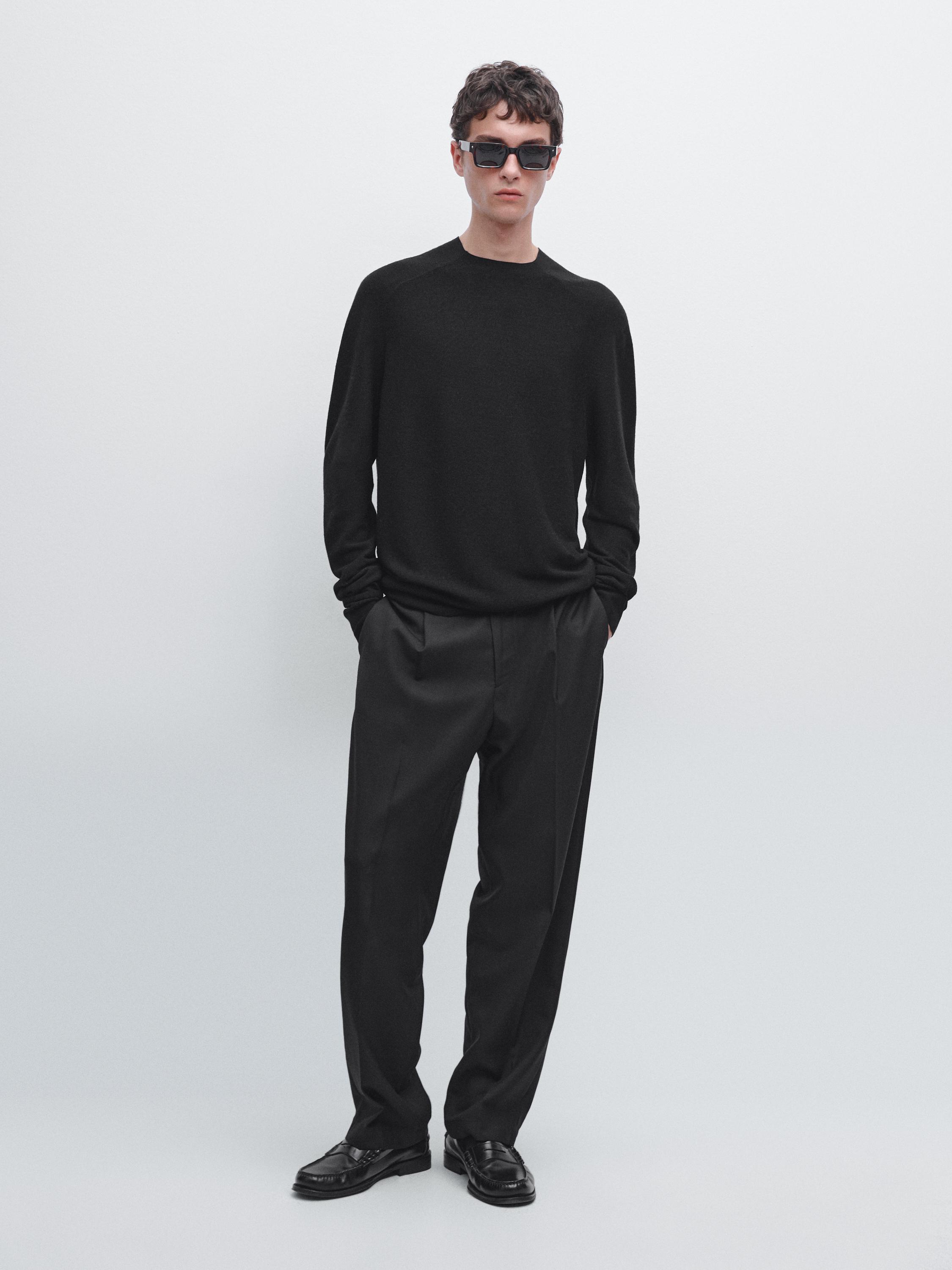 100% wool raglan sleeve knit sweater