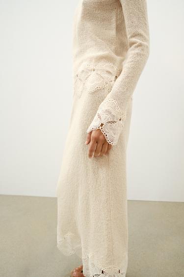 JUPE RUSTIQUE AU CROCHET - Sable de Zara - Image 3