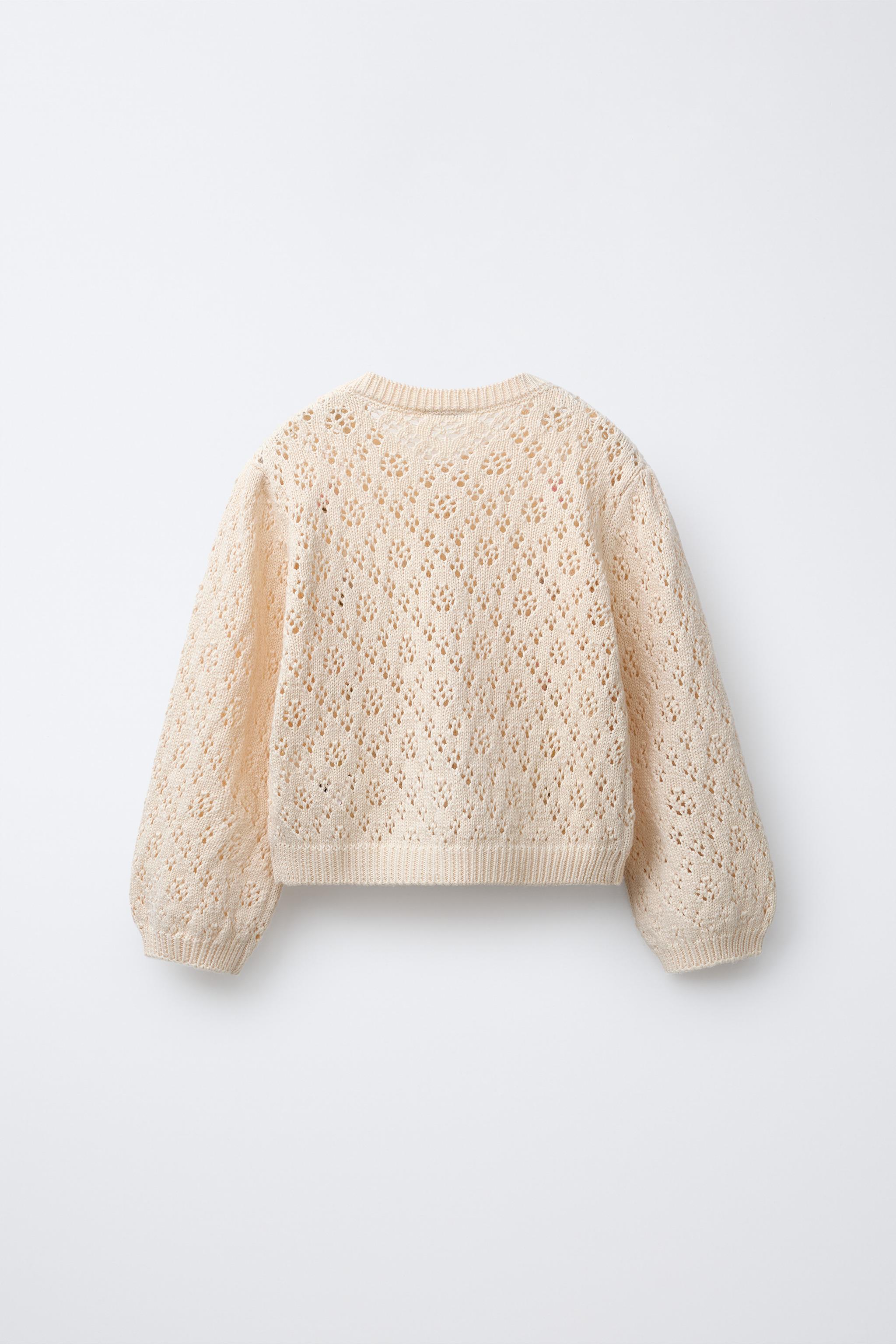 EMBROIDERED FLORAL OPENWORK CARDIGAN