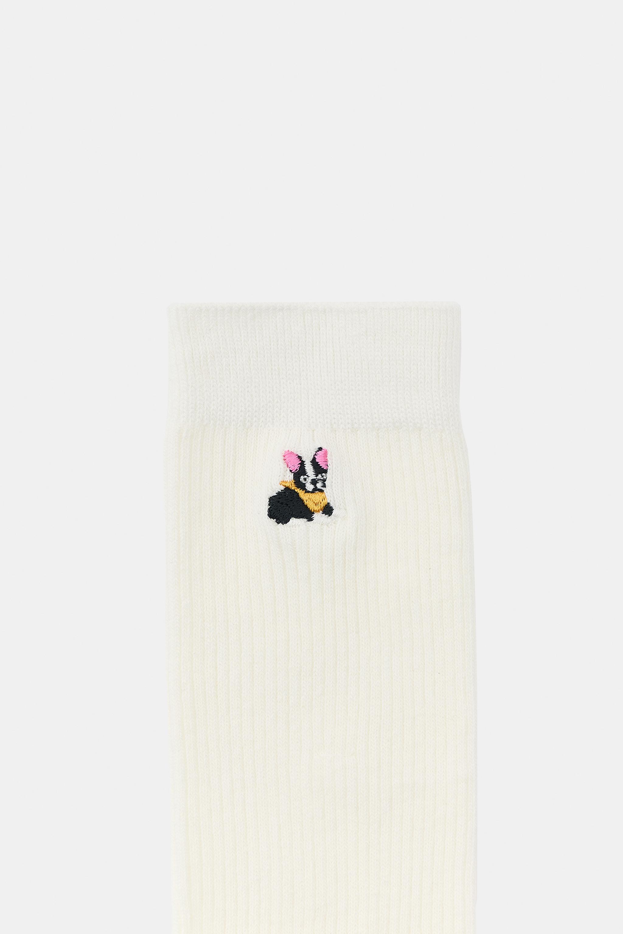CHAUSSETTES EN COTON MICRO-CANNELÉ AVEC BULDOG