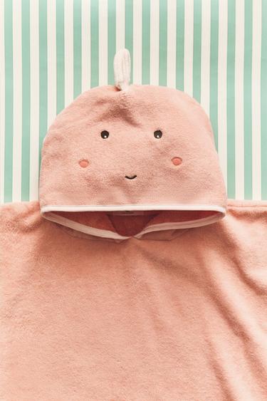 PONCHO DE PRAIA INFANTIL DE VELUDO COM PEIXE - Coral da Zara