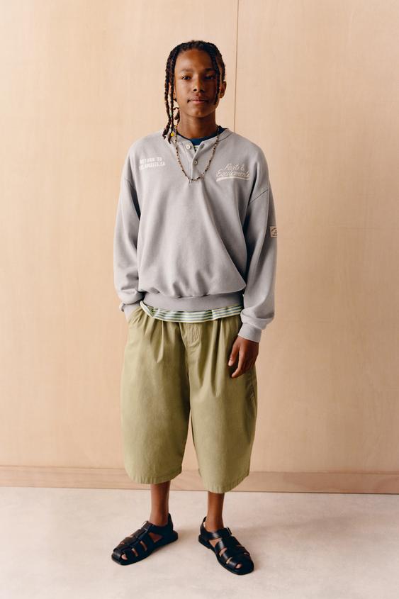 BERMUDA BARREL POPELIN - Khaki de Zara - Imagen 0