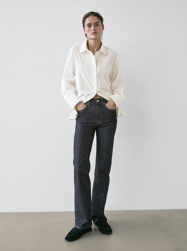 Jeans comfort straight tiro alto - Azul de Zara - Imagen 0