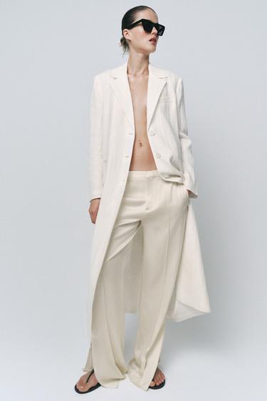 ZW COLLECTION LINEN FROCK COAT - Oyster-white by Zara - Image 6