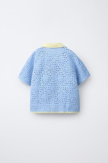 MICKEY MOUSE © DISNEY CROCHET KNIT SHIRT - Light blue by Zara