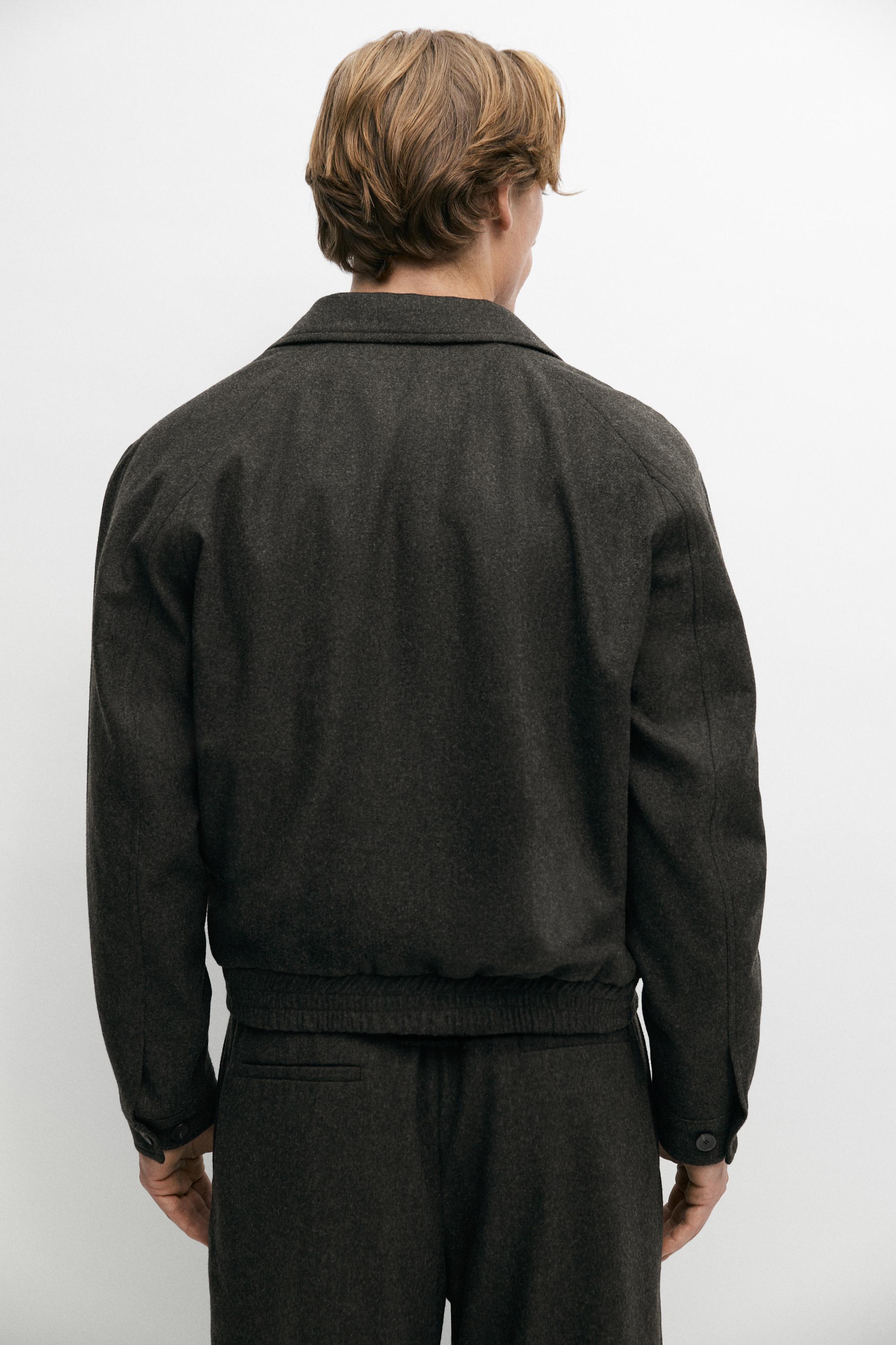 Wool-blend flannel bomber, total look