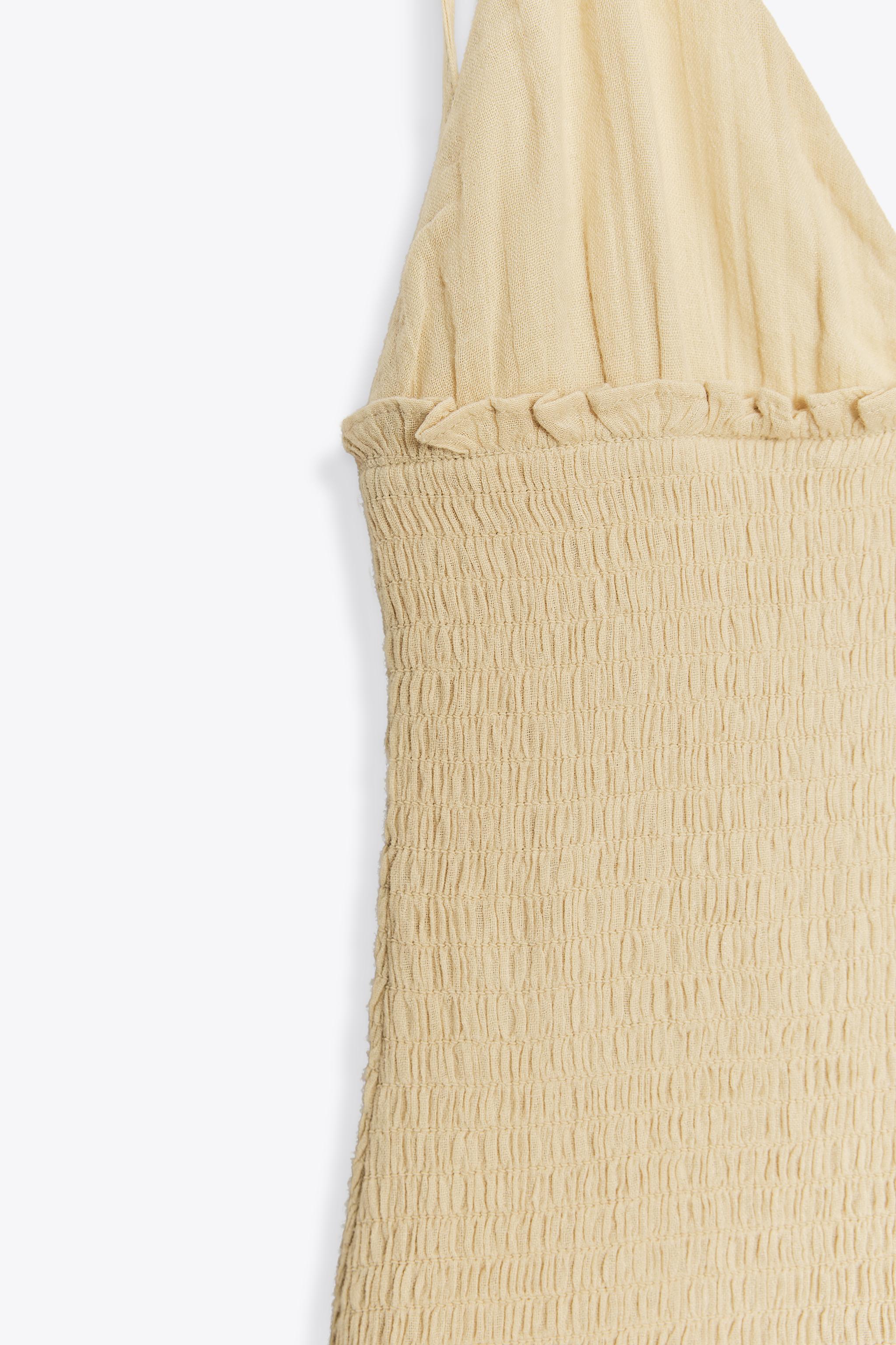 ZARA ハニカムコンビミディワンピース 0881/393 ハニカムコンビミディワンピース - ベージュ | ZARA Japan / 日本