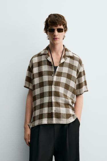 CHEMISE STRUCTURÉE À CARREAUX - ÉCRU de Zara