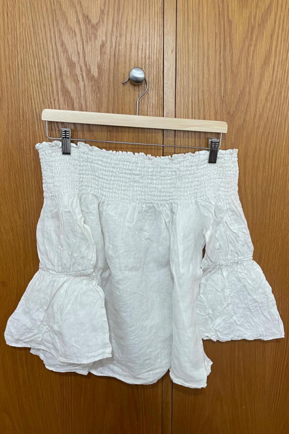 SHIRRED LINEN TOP