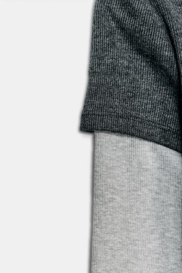 DOUBLE LONG SLEEVE T-SHIRT - Grey marl by Zara - Image 5