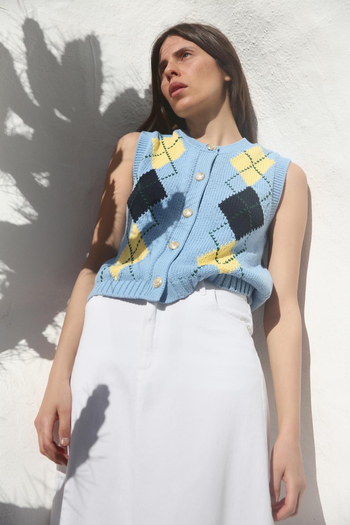 DIAMOND KNIT VEST TOP