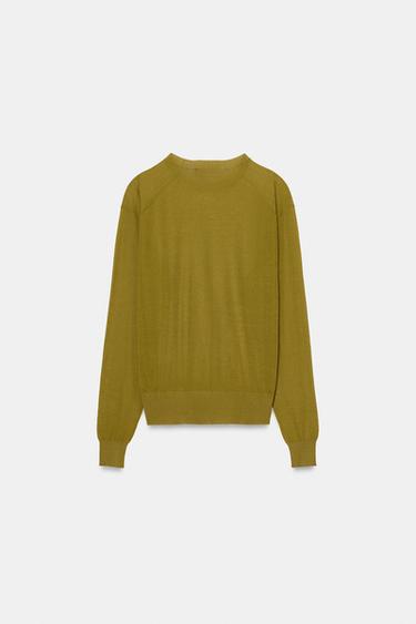 PULL EN MAILLE AVEC COUTURES AUX ÉPAULES - Vert olive de Zara - Image 4