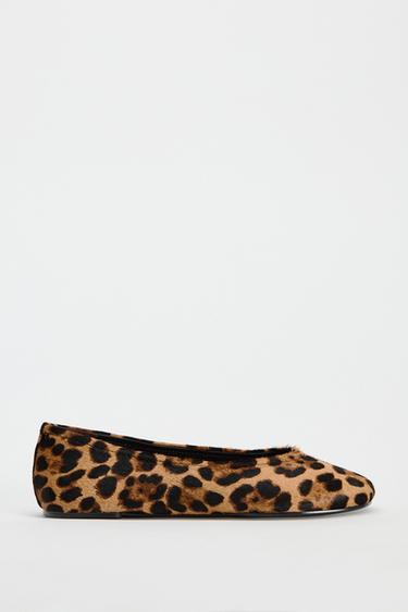 ANIMAL PRINT LEATHER BALLERINAS - Leopard by Zara