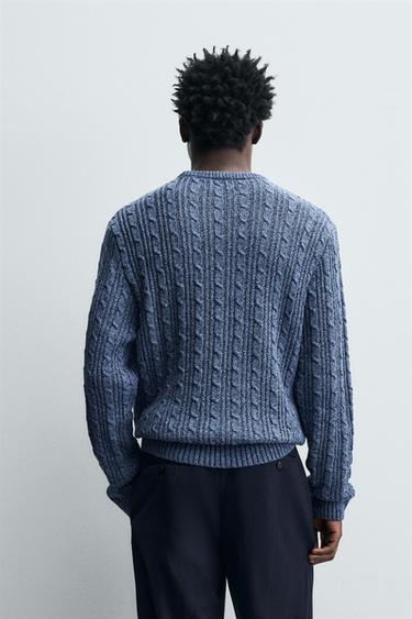 PULL STRUCTURÉ À TORSADES - Bleu de Zara - Image 2