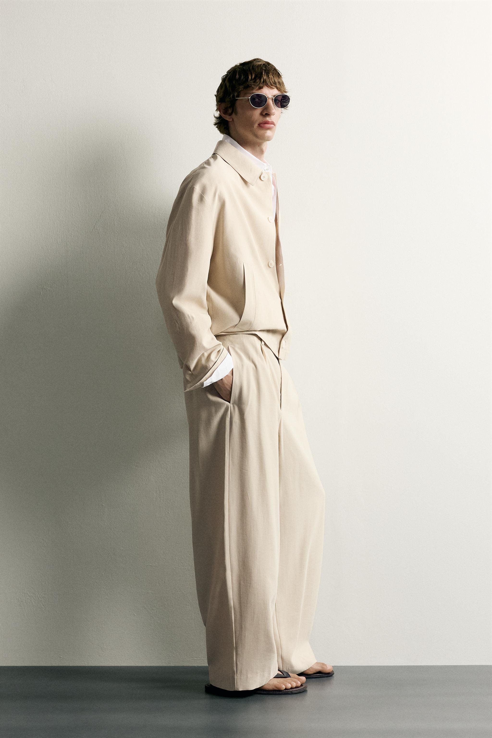 Мужские брюки Zara PLEATED RELAXED-FIT PANTS — фото 4