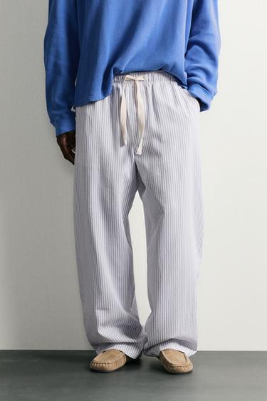 PANTALON COUPE LARGE À RAYURES - rayures de Zara
