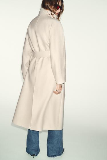 MANTEAU LONG AVEC LAINE COL MONTANT - Beige de Zara - Image 3