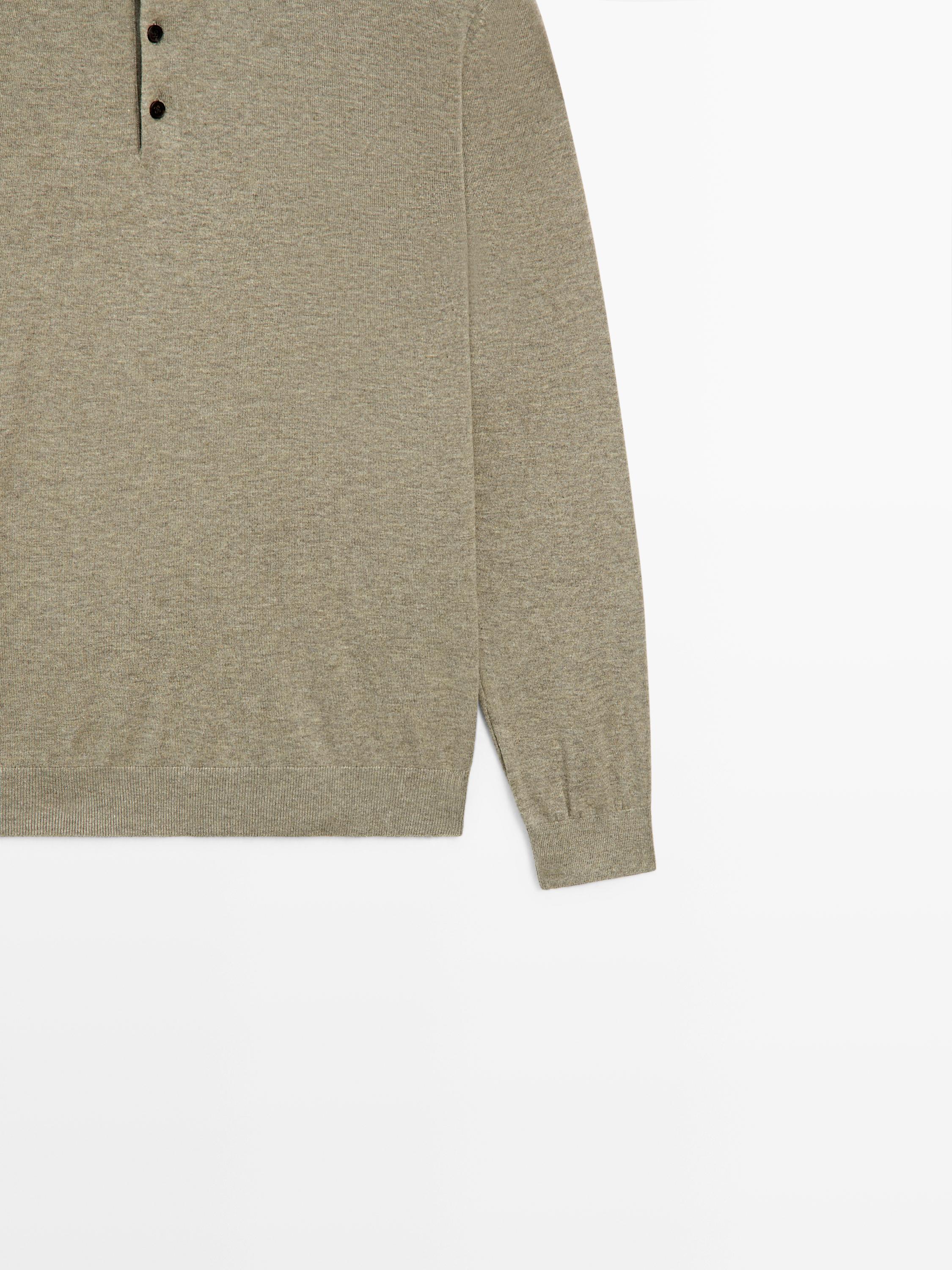 Cotton knit polo sweater
