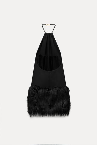 ROBE AVEC BAS EFFET FOURRURE ÉDITION LIMITÉE - Noir de Zara - Image 3