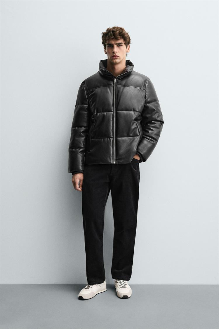 FAUX LEATHER PUFFER JACKET Black ZARA United Kingdom