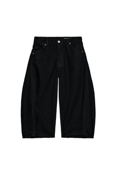 Zara Siyah - ZW COLLECTION CARROT FIT ORTA BEL DENIM BERMUDA
